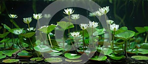 Cluster of Water Lilies in Pond