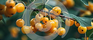 Cluster of Yellow Berries Hanging From Tree