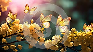 cluster yellow butterflies