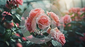 The vibrant pink roses.AI generated image