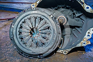 Clutch Cover expire on background gear transmission.