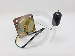 Clutch lever, fuel pump and multiple other motorcycle parts on white isolation background