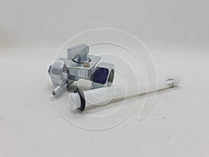 Clutch lever, fuel pump and multiple other motorcycle parts on white isolation background