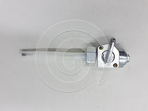 Clutch lever, fuel pump and multiple other motorcycle parts on white isolation background