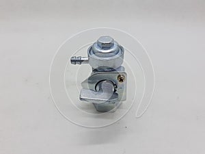 Clutch lever, fuel pump and multiple other motorcycle parts on white isolation background