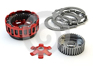 Clutch parts disassembled isolated