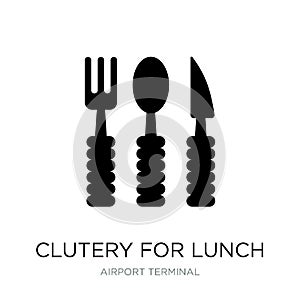 clutery for lunch icon in trendy design style. clutery for lunch icon isolated on white background. clutery for lunch vector icon photo