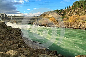 The Clutha River just downstream from the Roxburgh Hydro Dam, New Zealand