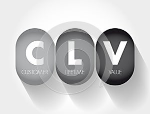 CLV Customer Lifetime Value - prognostication of the net profit contributed to the whole future relationship with a customer, text
