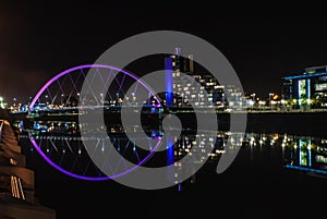 Clyde Arc bridge in Glasgow at night