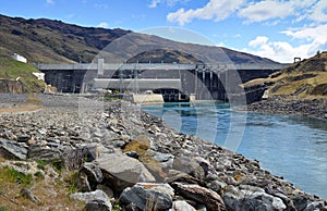 Clyde Hydro Electric Dam on the Clutaha River, Otago, New Zealand