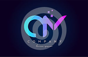 CM C M alphabet letter logo icon combination. Creative design for company and business in blue pink colours