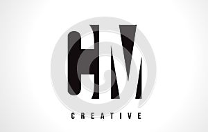 CM C M White Letter Logo Design with Black Square.