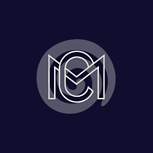 CM letters logo, line monogram design