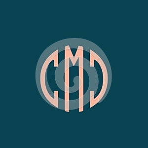 CM monogram logo signature icon. Alphabet initials abstract letter c, letter m. Circular emblem.