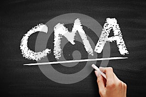 CMA Certified Management Accountant - professional certification credential in the management accounting and financial management