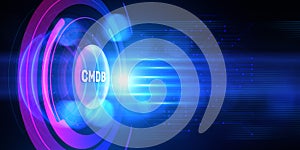 CMDB, CMD Configuration management Database. Technology concept illustration