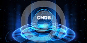 CMDB, CMD Configuration management Database. Technology concept illustration