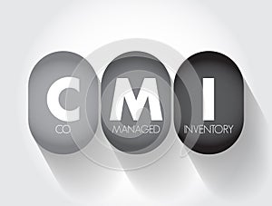 CMI Co Managed Inventory - business arrangement made between the supplier and the customer, acronym text concept background