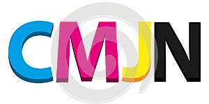 CMJN. French CMYK Colorful 3d letters. Vector print design concept illustration. photo