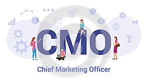 Cmo chief marketing officer concept with big word or text and team people with modern flat style - vector