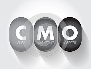 CMO Chief Marketing Officer - corporate executive responsible for marketing activities in an organization, acronym text concept photo