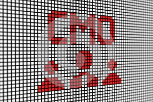 CMO text scoreboard blurred background photo