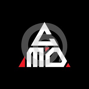 CMO triangle letter logo design with triangle shape. CMO triangle logo design monogram. CMO triangle vector logo template with red