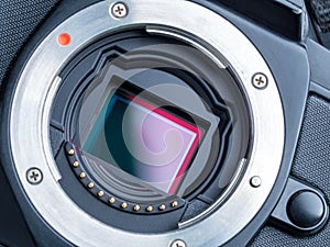 Cmos sensor or also called digital ccd installed on mirorless ca photo