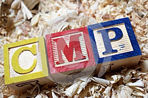 CMP current market price acronym on wooden blocks