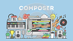 Cmposing music concpet illustration.