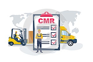 CMR concept. Shipping document. Logistics concept. Worldwide logistics