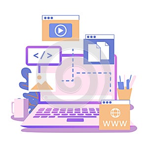 Cms development flat style illustration vector design