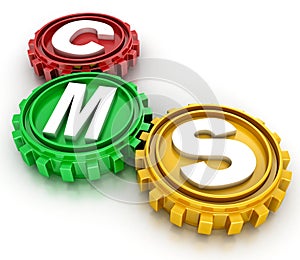 CMS gears. content management system concept