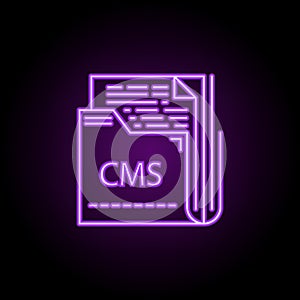 cms icon. Elements of Web development in neon style icons. Simple icon for websites, web design, mobile app, info graphics