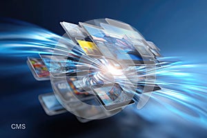 Cms platform model: digital structure, content interface, data module, website framework, system portal, media