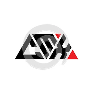 CMX triangle letter logo design with triangle shape. CMX triangle logo design monogram. CMX triangle vector logo template with red