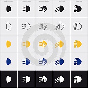 Set di cinque simboli fanale con variante colore photo