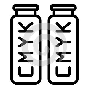 Cmyk bottles icon, outline style