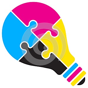 Cmyk bulb puzzle logo