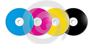 CMYK CD - DVD set on white background