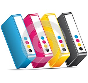 CMYK CMJN Ink toners. Cartridges icon. photo