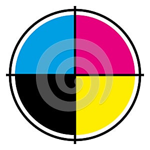 CMYK CMJN Ink wheel. Print target. Vector illustration II. photo