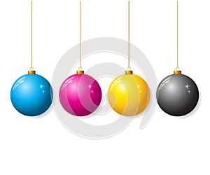 CMYK collection of christmas balls