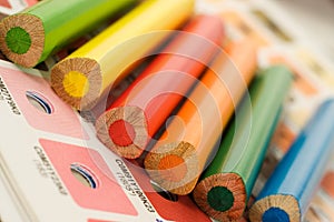 Cmyk color bars with colour pencils