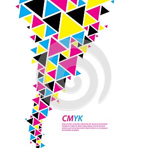 CMYK color profile. Abstract triangle flow - twister in cmyk col photo