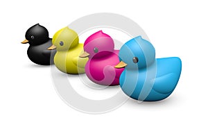 CMYK color rubber duck symbolic toy