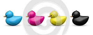 CMYK color rubber duck symbolic toy