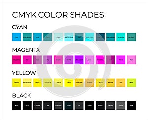 CMYK Color Shades Illustration with Swatches