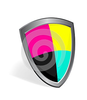 Cmyk color shield concept